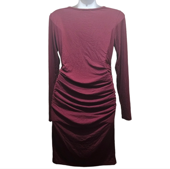 Smallshow Maternity Dress Long Sleeve Pregnancy Clothes Women Small Burgandy - Picture 2 of 5